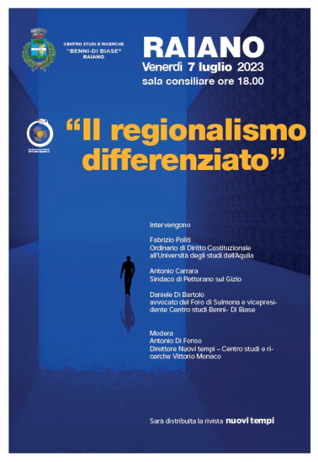 Incontro sul regionalismo differenziato a Raiano