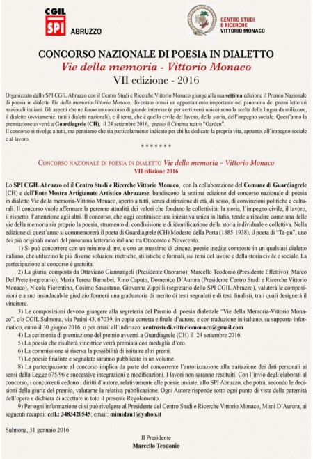 Scaduti i termini per partecipare al concorso &quot;Vie della memoria - Vittorio Monaco&quot;.