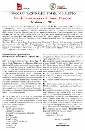 Pubblicato il bando della X Edizione del Premio Vie della Memoria-Vittorio Monaco