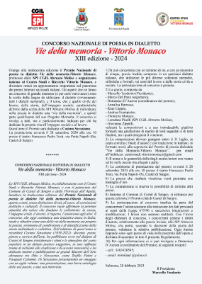 Pubblicato il bando della XIII Edizione del Premio Vie della Memoria-Vittorio Monaco