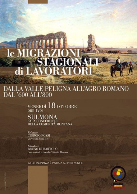 18-10-2013 - Conferenza sulle migrazioni temporanee di lavoratori dalla Valle Peligna all’agro romano dal ‘600 all’800